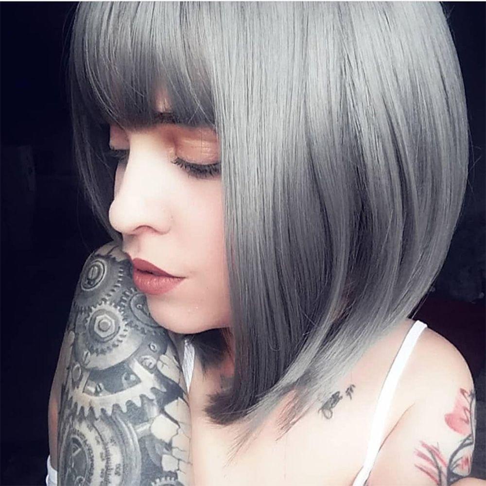 Bộ Tóc Giả Kiểu Bob Màu Ombre|Tóc Giả Dài Ngang Vai Bằng Sợi Tổng Hợp Kháng Nhiệt Độ Cao