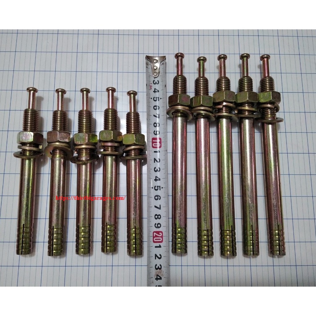 Tắc kê nở sắt M16 Dài 190mm, M16 dài 150mm, lắp đặt cầu nâng hai trụ, 4 trụ, cắt kéo