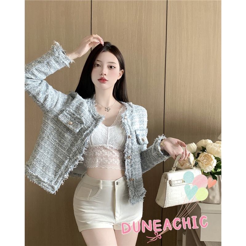 DUNEA Áo Khoác Tweed Dài Tay Thời Trang Gợi Cảm Dành Cho Nữ