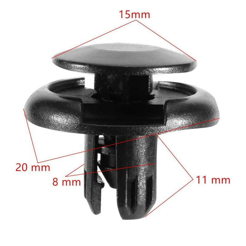 Set 50 Nút Nhấn Nhựa 8mm Màu Đen Thay Thế Cho Cản Trước Xe Hơi