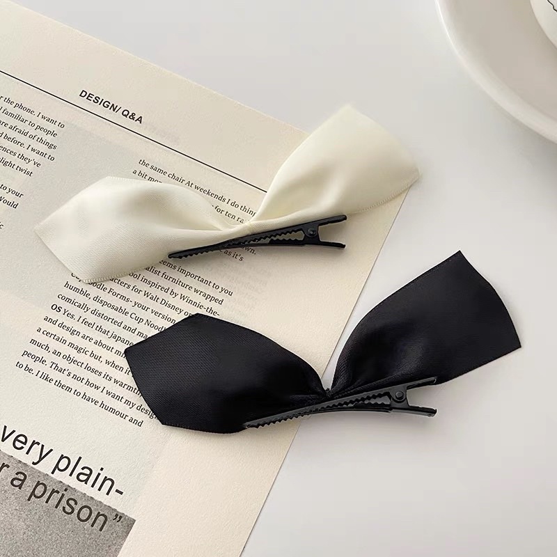 Cặp Tóc Jisoo Gắn Nơ Vải 2 Bên Kẹp Tóc Carla 2 Bên Phong Cách Hàn Quốc