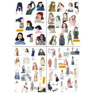 Sticker Washi A4 [CÔ GÁI CÁ TÍNH] Dạng Lì Trang Trí Bullet Journal Siêu Đẹp (227_17-20)