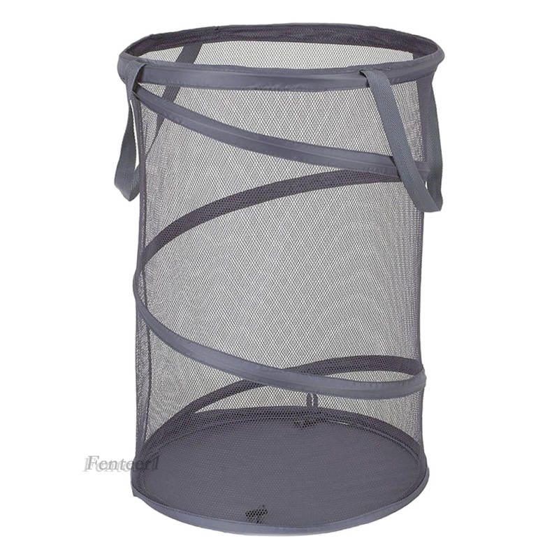[Fenteer1] Giỏ Lưới Đựng Quần Áo Dơ Gấp Được Màu Xám Đậm Cho Phòng Tắm Gia Đình