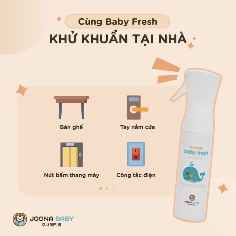 COMBO Xịt diệt khuẩn Baby Fresh - CHAI XỊT DIỆT KHUẨN NHỎ 55ML + 1 BÌNH REFILL THAY THẾ