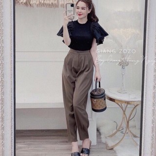 Quần tây baggy chun lưng khoá ống cao cấp