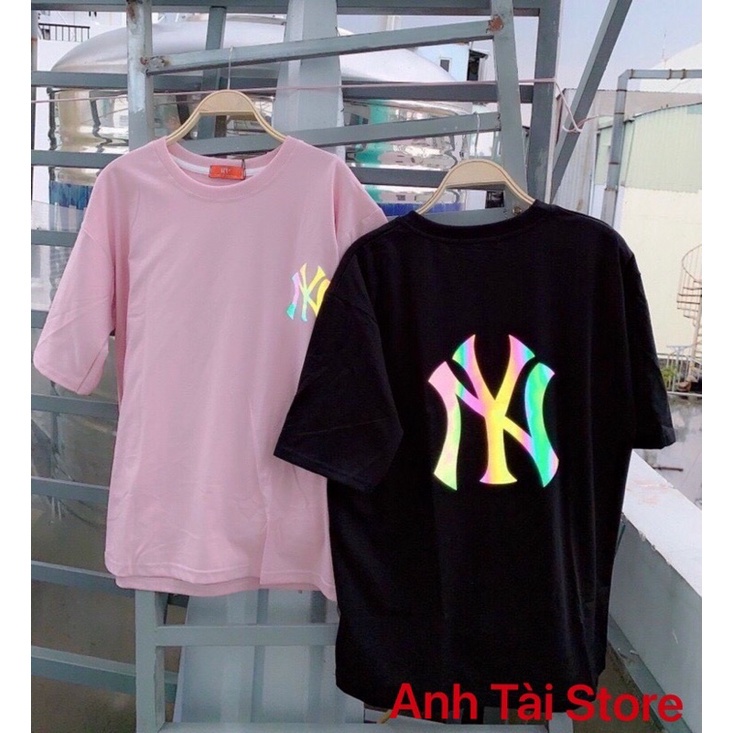 Áo thun tay lỡ phản quang phông Unisex nam nữ chất Premium Cotton oversize đến 75kg form rộng co dãn 4 chiều N.Y AK 082