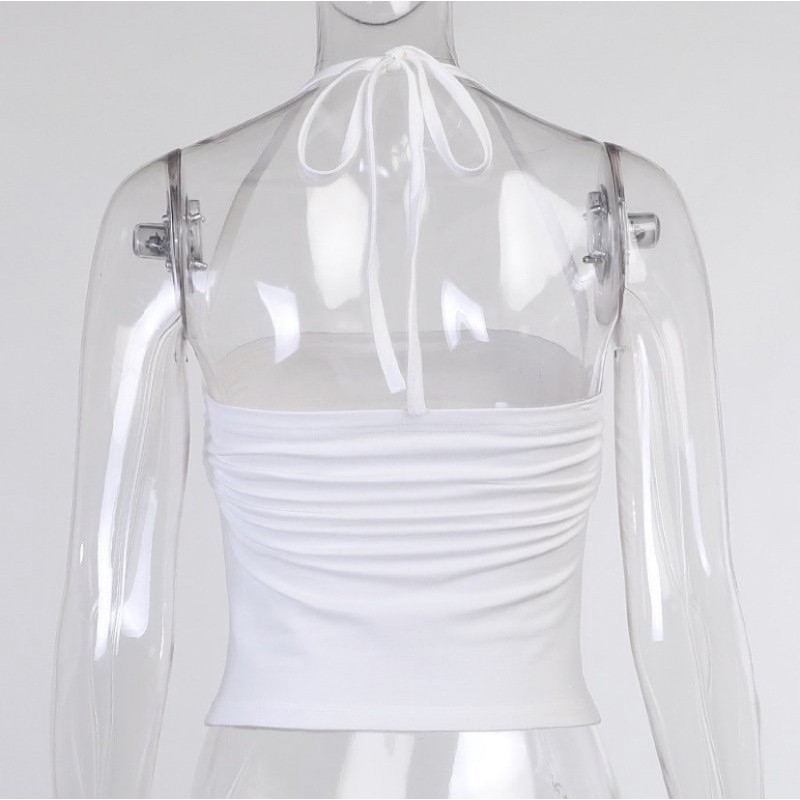 Áo Dây Thun Cột Cổ Thời Trang, [ADORABLE], Top BasicThun Cột Trắng Đen Hot Trend 2021 Ảnh Thật