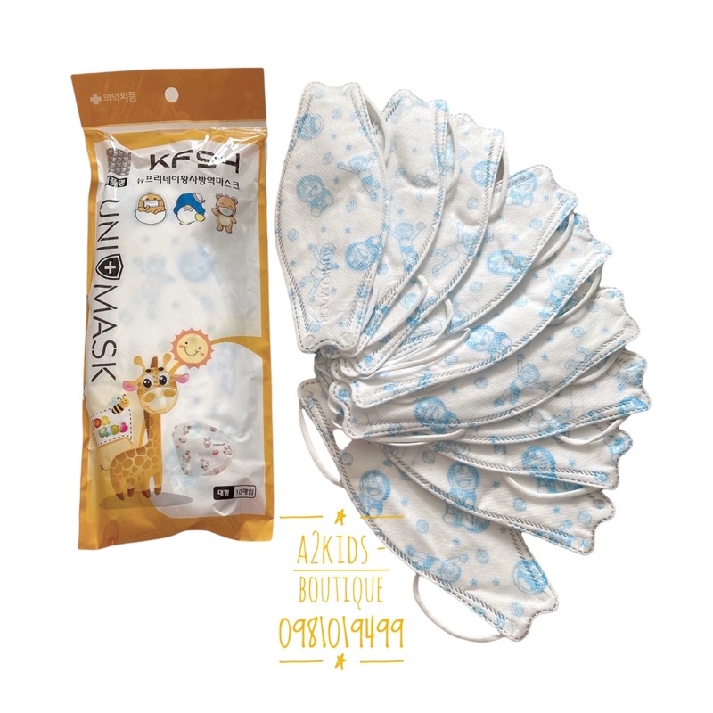 Combo 50 Cái Khẩu Trang KF94 Uni Mask Kids 4 Lớp Kháng Khuẩn Hàn Quốc Cho Bé 3 - 10 Tuồi