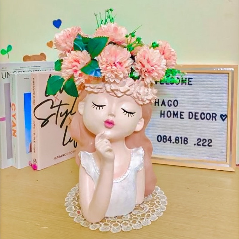 Lọ hoa decor, bình hoa cô gái thiên thần 27cm trang trí nhà siêu xinh hàng loại 1