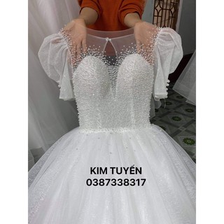 Áo cưới mặc  tiệc phủ  kim sa
