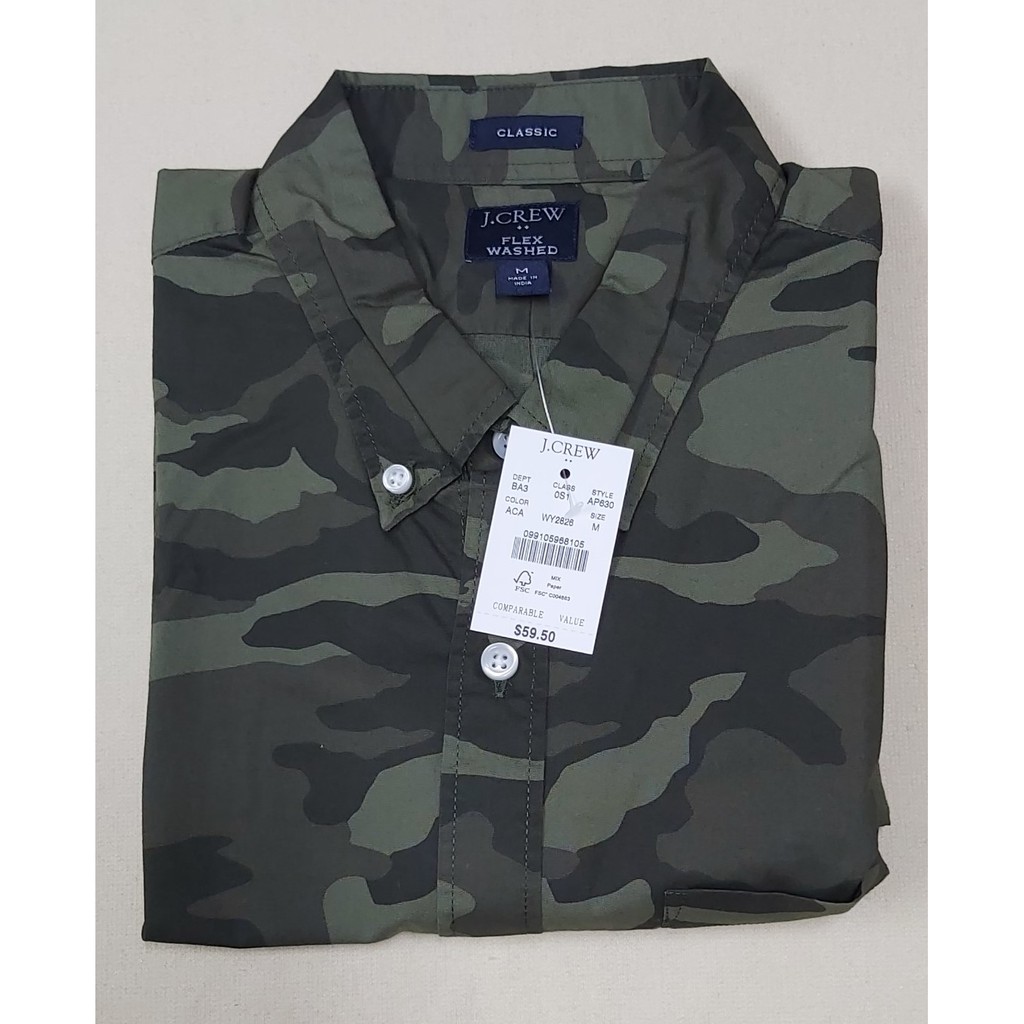 Áo sơ mi nam tay ngắn cổ bẻ cotton cao cấp kiểu classic hiệu J.CREW size M
