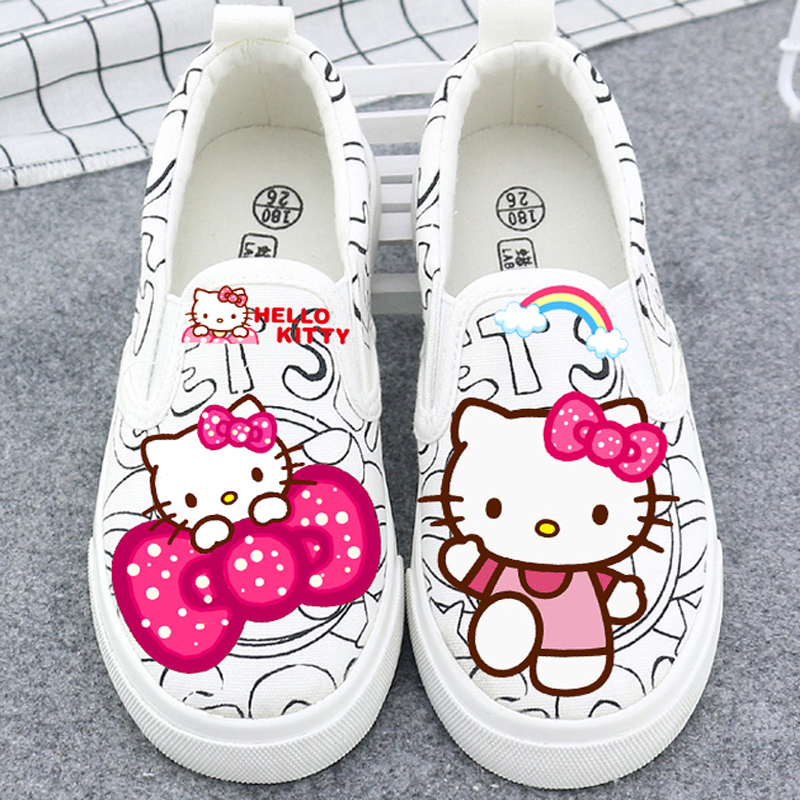 Giày Canvas In Hình Hello Kitty Dễ Thương Cho Bé