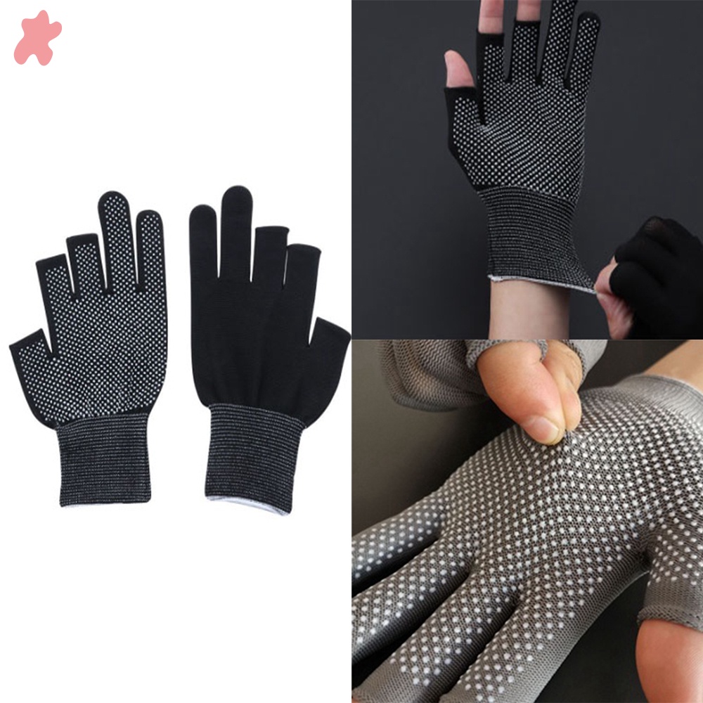 1 Đôi Găng Tay Hở Ngón Màu Đen Thoáng Khí Chống Trượt Dùng Khi Lái Xe Cho Nam Nữ★★★[Available]