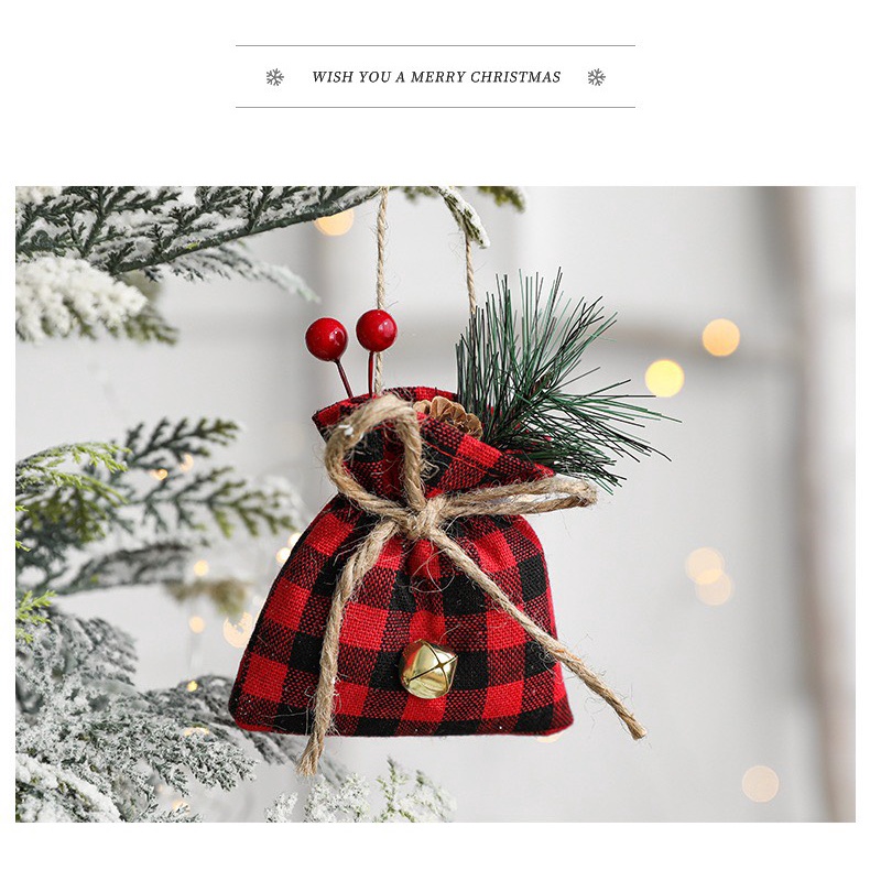 TÚI QUÀ NHỎ TRANG TRÍ CÂY THÔNG/ PHỤ KIỆN TREO CÂY THÔNG/ TRÁI CHÂU GIÁNG SINH