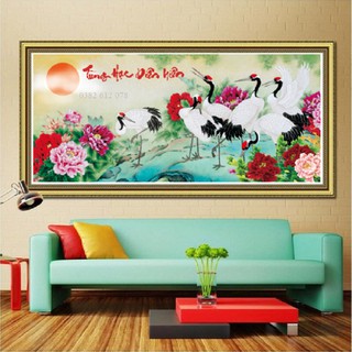 Tranh Đính Đá Tùng Hạc Diên Niên LG-1622 - Kích Thước 120x60cm