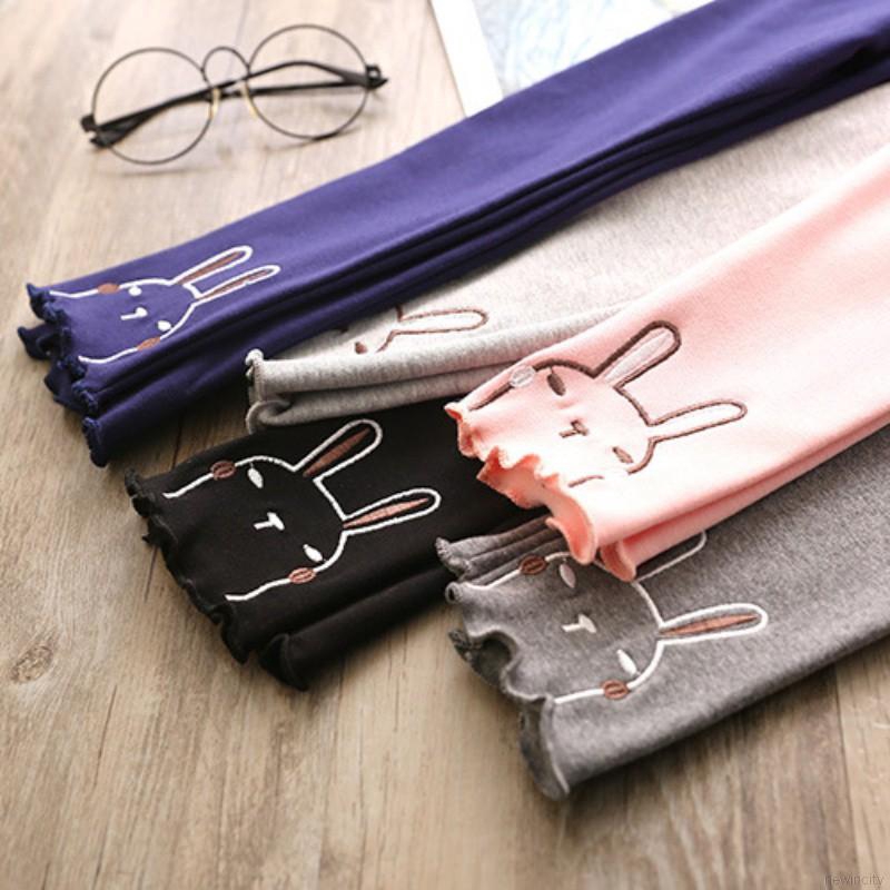 Quần legging bằng cotton thêu họa tiết hoạt hình dành cho bé gái