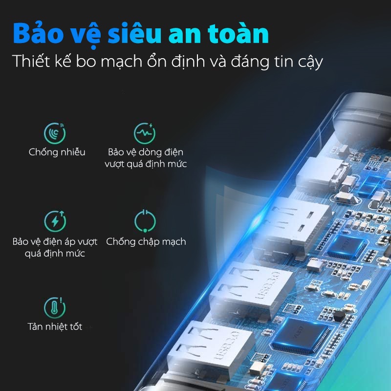 HUB bộ chuyển đổi USB Type C sang HDMI/USB 3.0/SD/TF hỗ trợ sạc cổng USB Type-C chính hãng Ugreen 70411