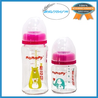 Bình Sữa Thủy Tinh Cổ Rộng Mamamy Chống Sặc & Đầy Hơi Cho Bé (240ml & 120ml)