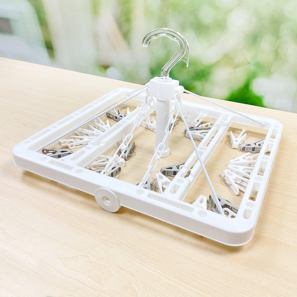 Khung phơi 24 kẹp cao cấp dáng vuông xoay 360 độ hàng Nhật - móc phơi tất, vớ, quần áo trẻ em