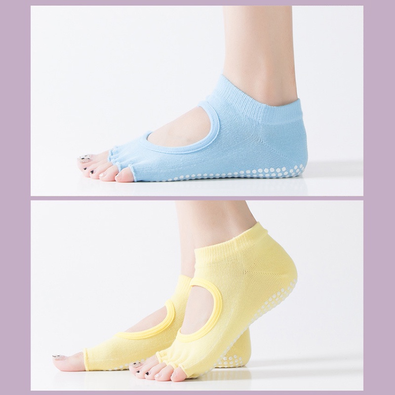 Tất tập pilates khiêu vũ thể thao yoga cotton hở năm ngón chống trượt chuyên dụng cho nữ