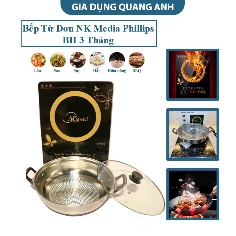 Bếp Từ Đơn NK Media Philips Tặng Kèm Nồi Lẩu Đa Chức Năng Bảo Hành 3 THáng Lỗi 1 Đổi 1 Bếp Từ Đơn Đa Năng Công Suất Lớn