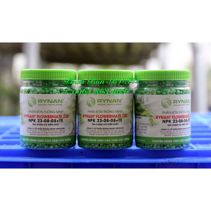 Phân npk tan chậm thông minh Rynan 23-8-8+TE,Chuyên dùng cho các loại cây kiểng,hũ 150g