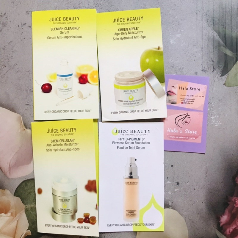 Mẫu thử Juice Beauty các loại (Blemish Serum, Green Apple Age Defy Moisturizer, Stem Cellular Anti-Wrinkle Moisturizer..