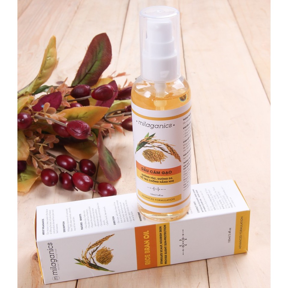 Dầu Cám Gạo Milaganics (100ml) Dưỡng Ẩm Ngăn Ngừa Sự Hình Thành Vết Nhăn, Vết Rạn Trên Da Giúp Da Mềm Mượt, Căng Mịn | BigBuy360 - bigbuy360.vn