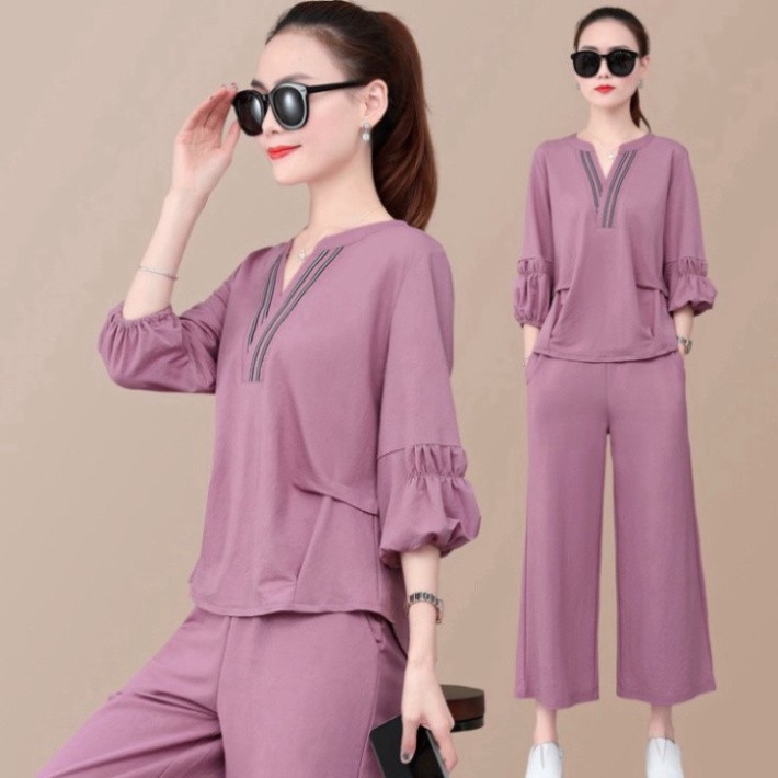 Bộ quần áo nữ dài tay thu đông, chất liệu đũi Thái, hàng đẹp loại 1