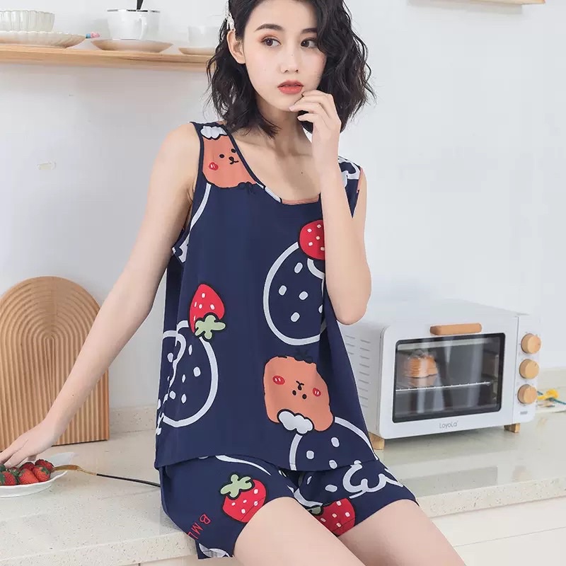 Bộ lanh mặc nhà Bộ đồ ngủ nữ mặc nhà sát nách chất vải lanh cotton thoáng mát nhiều màu CiCi