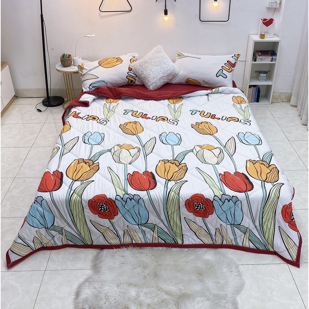 BỘ CHĂN GA GỐI HÈ COTTON ĐŨI 5 MÓN CAO CẤP MẪU MỚI TRẺ TRUNG HIỆN ĐẠI