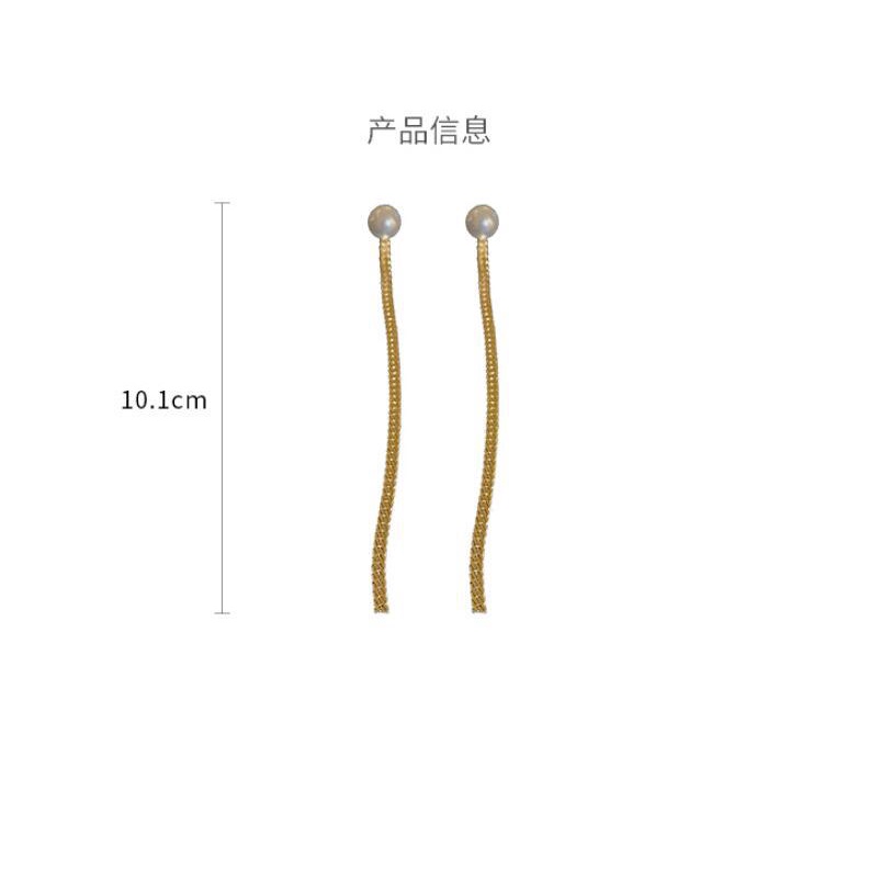 Bông Tai Mạ Bạc 925 Dáng Dài Đính Ngọc Trai Phong Cách Hàn Quốc