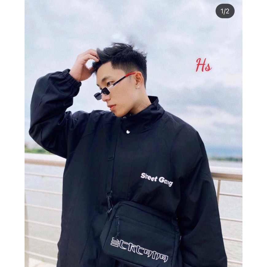 Siêu Phẩm Áo Khoác Gió In Hình Street Gang Đeo Khẩu Trang Chất Liệu Gió Dù Hot Trend