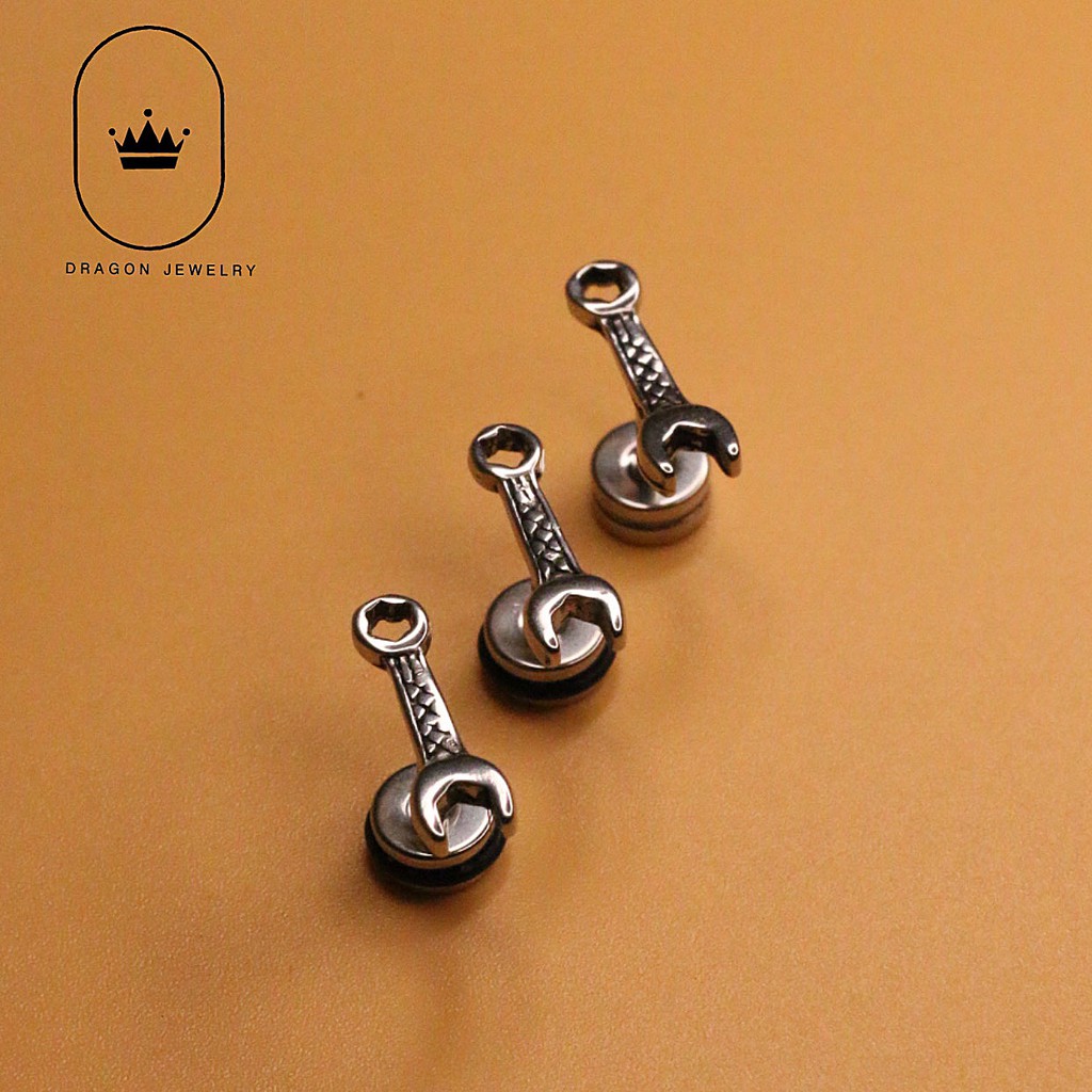 Khuyên tai nam nữ đẹp khuyên xỏ siêu chất hình clê Clé Earring phụ kiện nam giới mã E28B