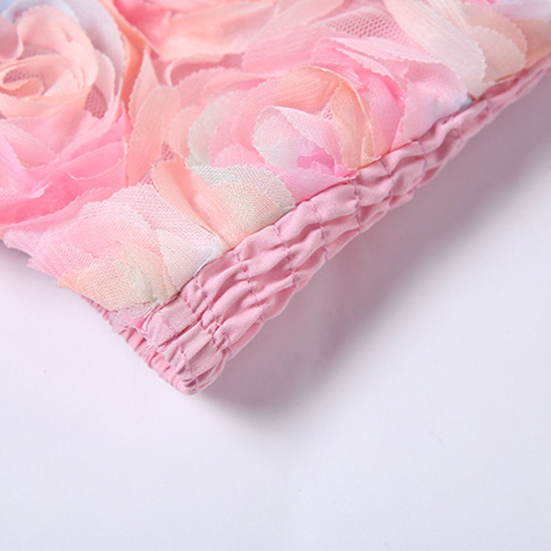 Brroa Áo Ống Trễ Vai Không Dây Dạng Lưới Họa Tiết Hoa Hồng 3D Gợi Cảm Mùa Hè Cho Nữ