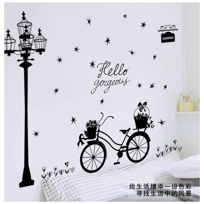 Decal Dán Tường Hình Xe Đạp - Trang Trí Decor Phòng Ngủ, Phòng Khách - Min STORE