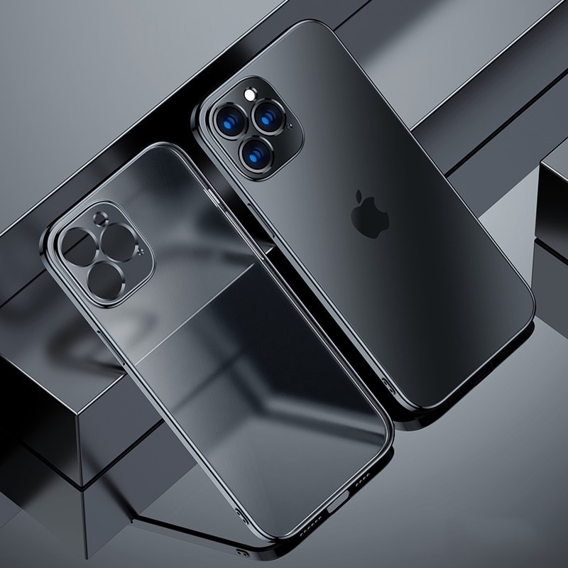 Ốp điện thoại silicon trong suốt với khung vuông sang trọng cho iPhone 12 11 Pro Max Mini X Xr Xs 7 8 Plus Se 2020 | BigBuy360 - bigbuy360.vn