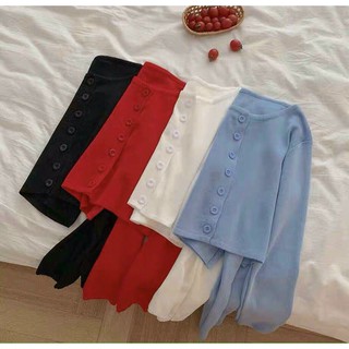 Áo croptop nút thun gân len💕💕💕ch