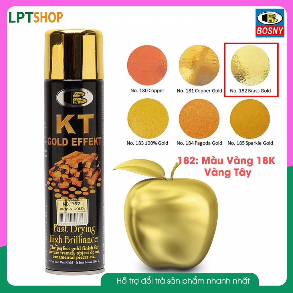 Bình sơn phun mạ vàng gold 24K- Sơn xịt mạ vàng tây 18K 225ml