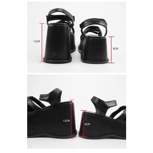 Giày sandals đế cao 8-12cm Juice Park quai ngang phong cách Gothic Y2K FOOTMADE