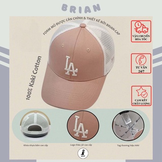 Mũ lưỡi trai lưới hồng MLB thêu chữ LA trắng Hàn Quốc, nón kết lưỡi trai phong cách Hàn quốc LA cao cấp, hàng xuất dư.