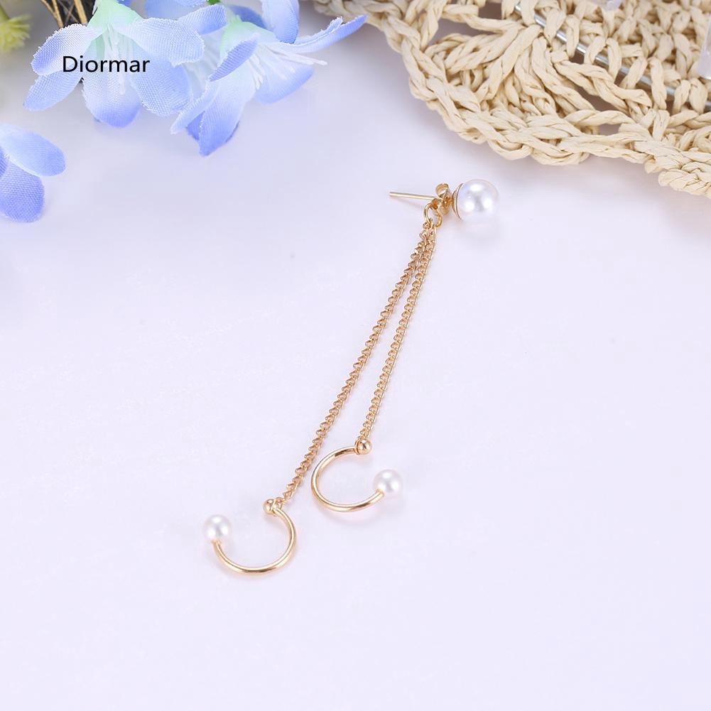 Khuyên đeo vành tai đính đá và ngọc trai giả thời trang thanh lịch dành cho nữ