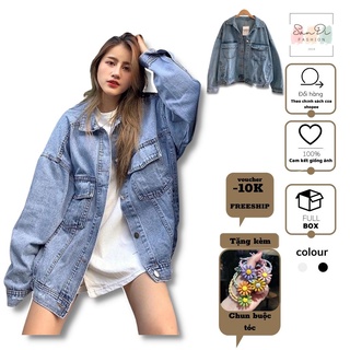 Áo khoác nữ jean unisex form rộng nữ - áo khoác bò form rộng suông sandi