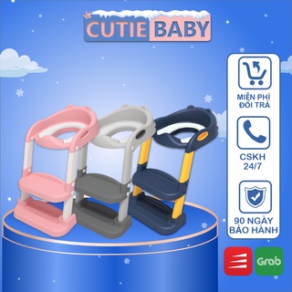 Thang Bô Vệ Sinh Cutiebaby Có Nắp Thu Nhỏ Bồn Cầu, Đệm Da PVC, Sẵn Tay Vịn, 2 Bậc Thang,Gấp Gọn Dùng Cho Bé Trai Gái Trẻ