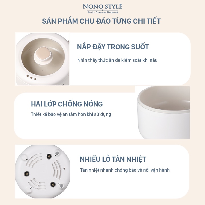 Nồi lẩu điện đa năng mini NONOSTYLE (2L) - BH 12 THÁNG