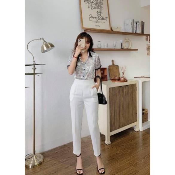 Quần Công Sở Khoá Sườn Cạp Cao- Quần Vải nữ khoá sườn cạp cao ton dáng-mã Quần Khoá Sườn