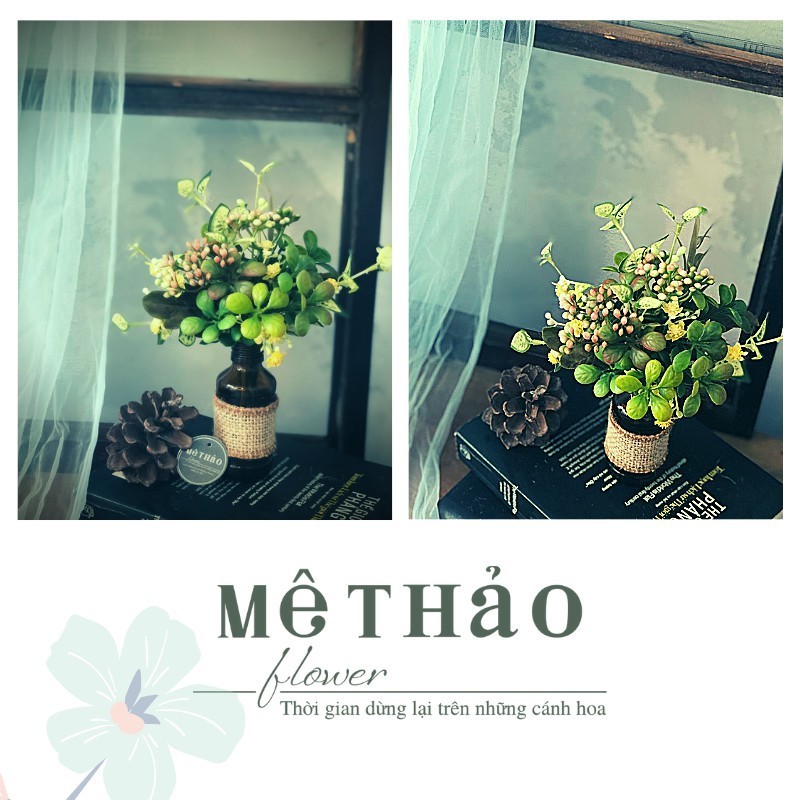 (Ảnh shop chụp) Bình Hoa Tái Chế Giả Chất Liệu Lụa Cao Cấp Trang Trí Nhà Cửa Của Mê Thảo Flower