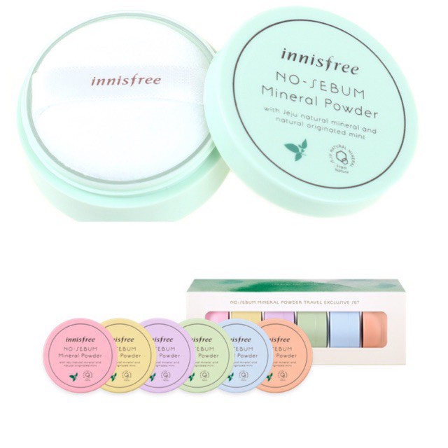 Phấn phủ kiềm dầu No Sebum Innisfree bản Travel Exclusive Set 2019