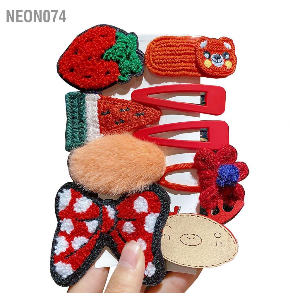 Neon074 Neon074 Chụp Kẹp Tóc Mềm Mại Sang Trọng Họa Tiết Dễ Thương Đan Barrettes Phụ Kiện Cho Bé Gái