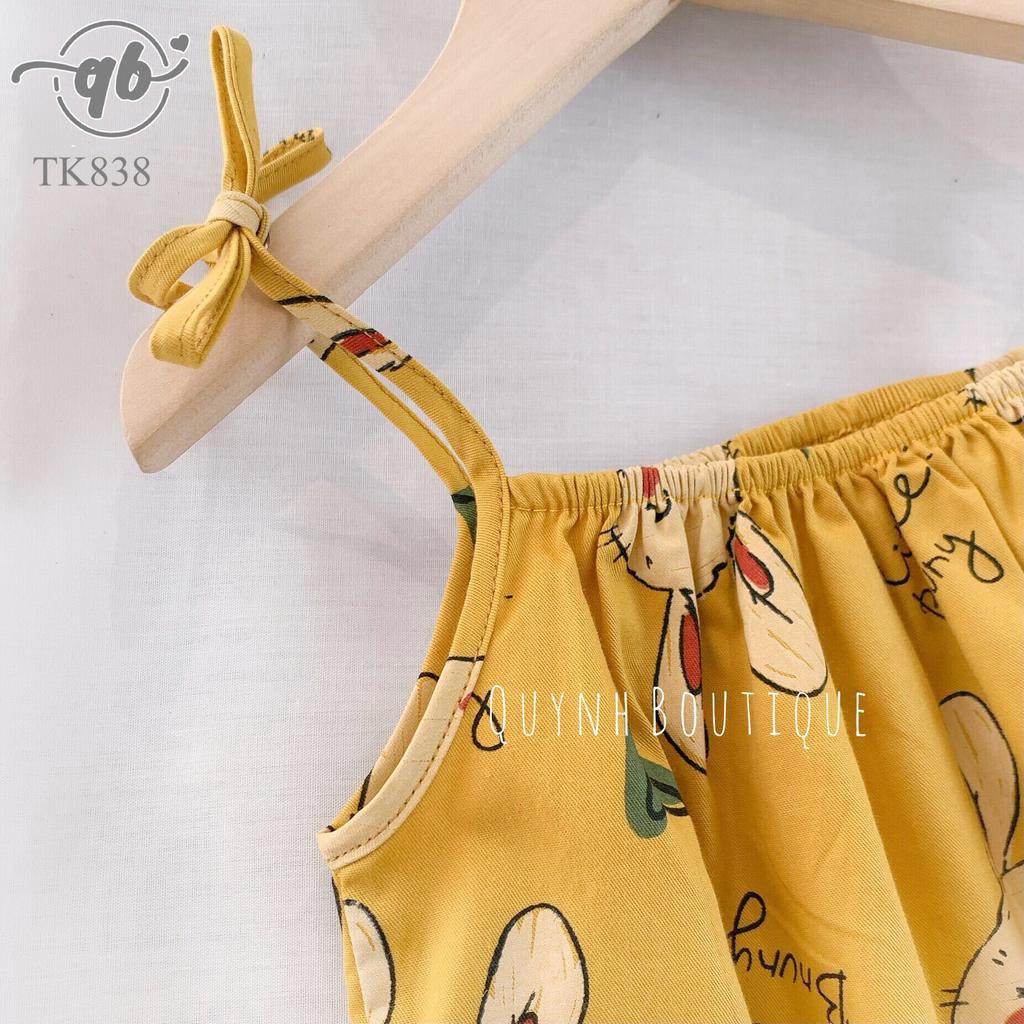 Quần áo trẻ em  [ QUỲNH BOUTIQUE ] Body yếm hai dây cho bé gái hoạ tiết thỏ vàng 0-18M